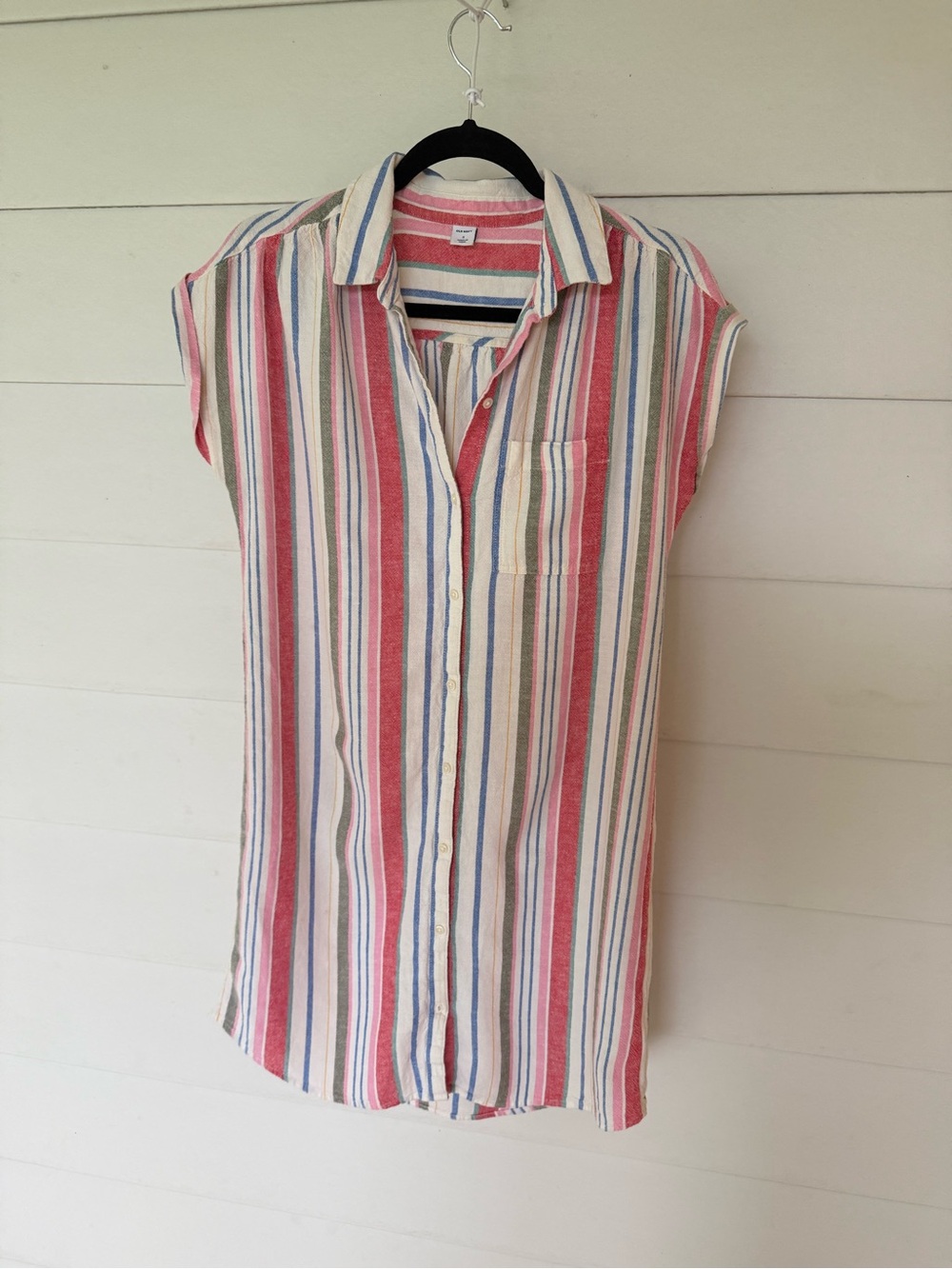 Old Navy Multicolor Striped Midi Shirt Dress